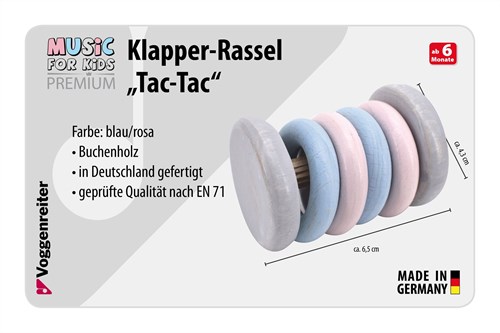 Voggenreiter VOG - Hochet en bois Tac-Tac pastel-2