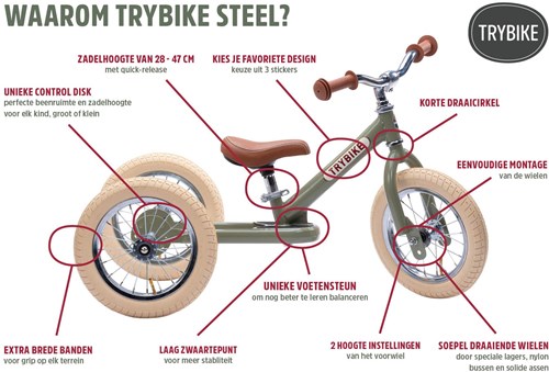 Trybike loopfiets 2 in 1 Steel - wit