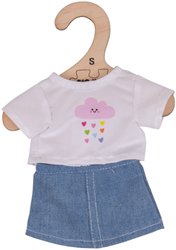Bigjigs Weißes T-Shirt und Denim-Rock (für 28cm Puppe)