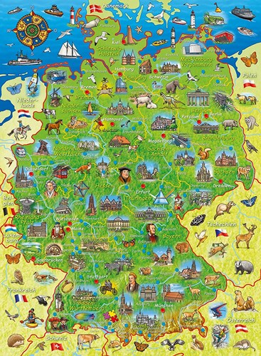 Ravensburger Puzzle Deutschland Karte XXL Lernspiel 200 Teile