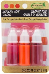 Life of the Party kit colorant pour savon glycérine 3x7,3 ml rose orange rouge