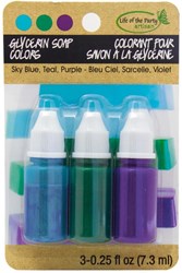 Life of the Party kit colorant pour savon glycérine 3x9 ml bleu turquoise violet jouet créatif