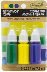 Life of the Party kit colorant savon glycérine 3x9 ml jaune vert bleu créatif